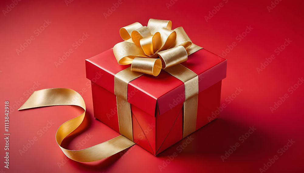 red gift box with golden ribbon red gift box with golden ribbon