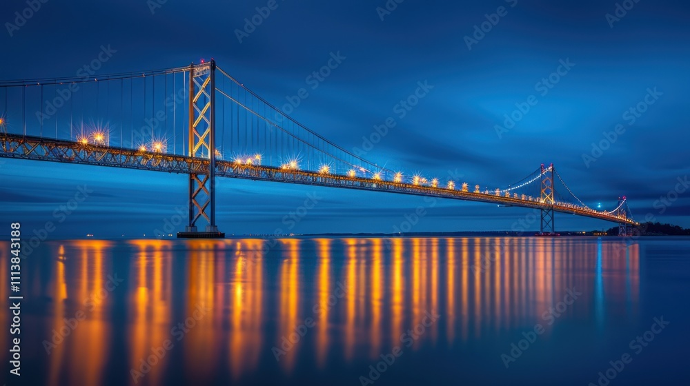 Obraz premium Bridge at Night with Reflections