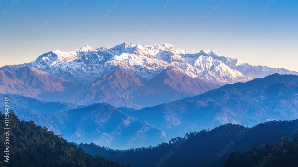 custom made wallpaper toronto digitalMajestic Snow-Capped Mountains Under Clear Blue Sky at Sunrise