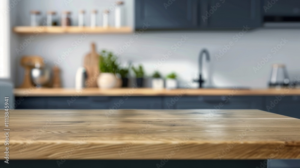 Kitchen Tabletop with Blurred Background