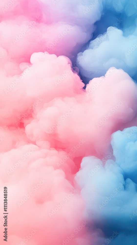 Fototapeta premium A soft blend of pink and blue clouds creates a dreamy, ethereal atmosphere, evoking feelings of tranquility and creativity.