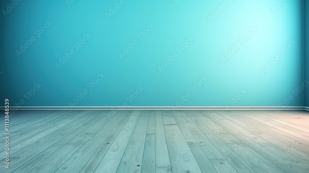 soft blue green turquoise empty wall wooden parquet floor corner room scene product presentation advertising dark black color edge soft blue green turquoise empty wall wooden parquet floor corner room scene product presentation advertising dark black color edge