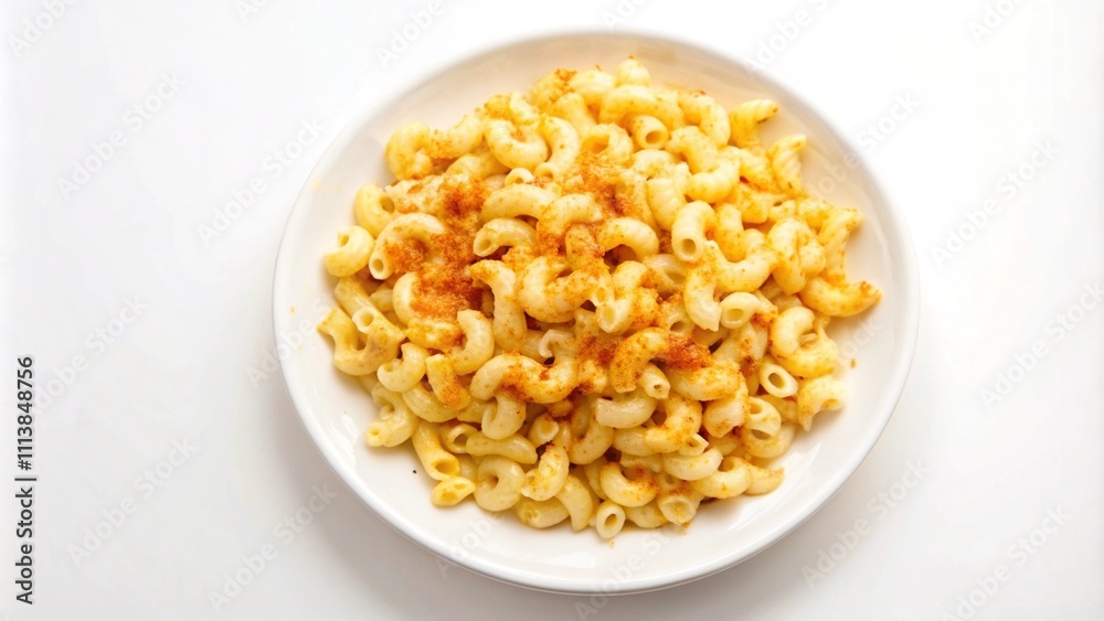 Macaroni and Cheese with Crunchy Topping on a White Plate Macaroni and Cheese with Crunchy Topping on a White Plate