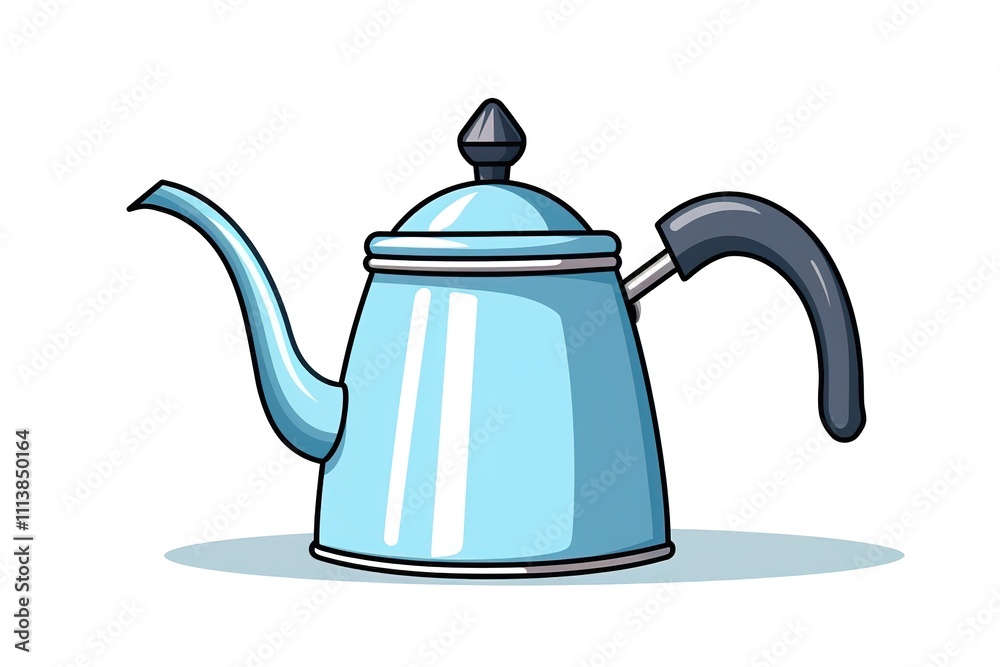 Fototapeta premium Simple outline color filled icon - kettle or teapot with hot energetic drink or beverage for breakfast, tea party, kitchenware, isolated vector symbol, pictogram for web, app 