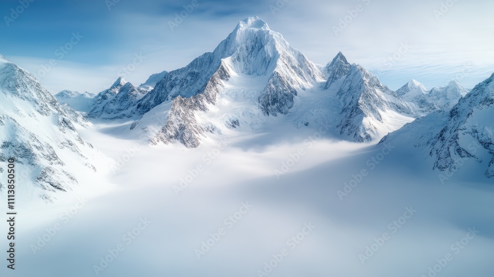 A breathtaking view of a majestic snow-covered mountain surrounded by smaller peaks under a clear blue sky, capturing the essence of natural beauty and grandeur. A breathtaking view of a majestic snow-covered mountain surrounded by smaller peaks under a clear blue sky, capturing the essence of natural beauty and grandeur.