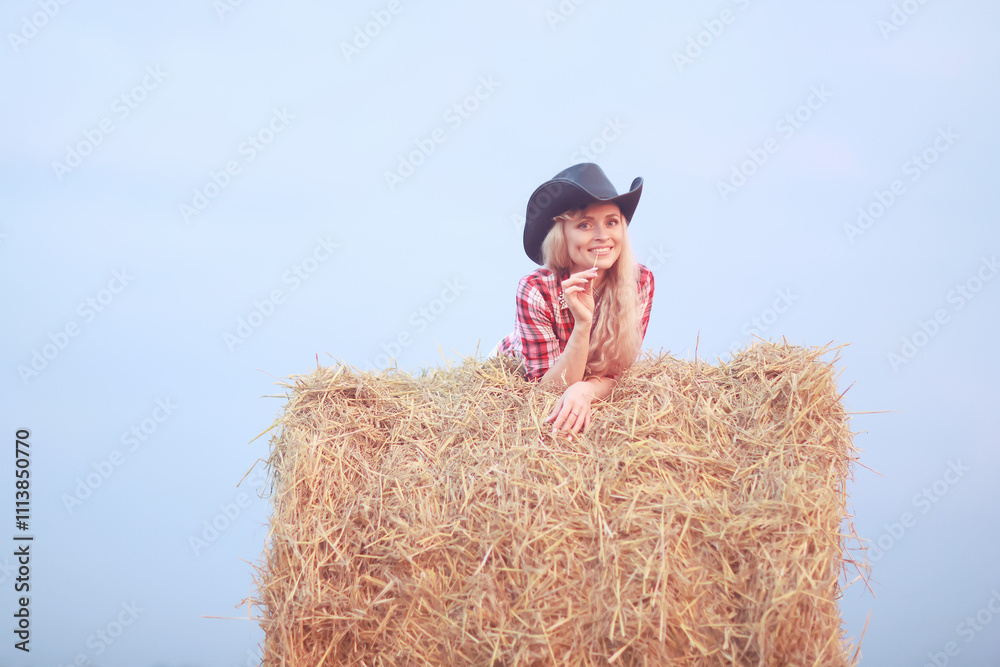 girl on a haystack summer freedom romantic model girl on a haystack summer freedom romantic model