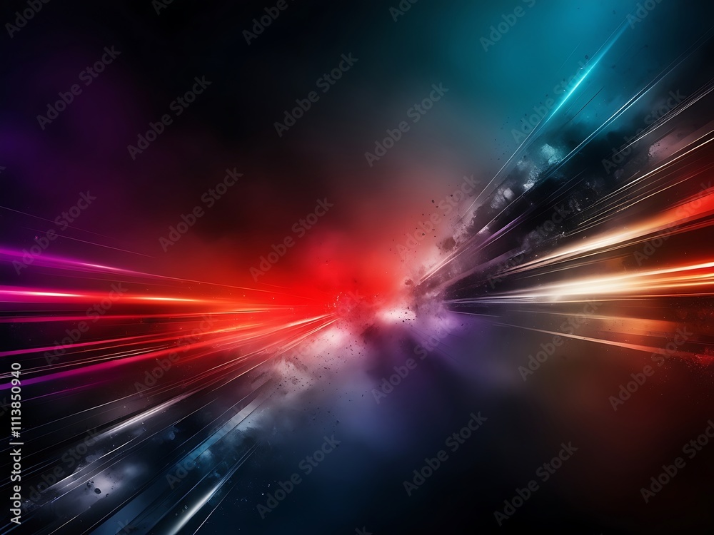 Abstract Light Streaks Collide In Dark Nebula Abstract Light Streaks Collide In Dark Nebula