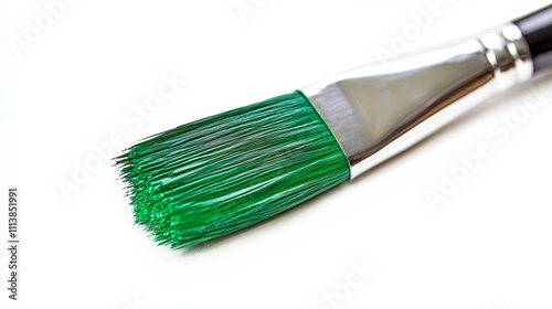 Close-up of a vibrant green paintbrush photo