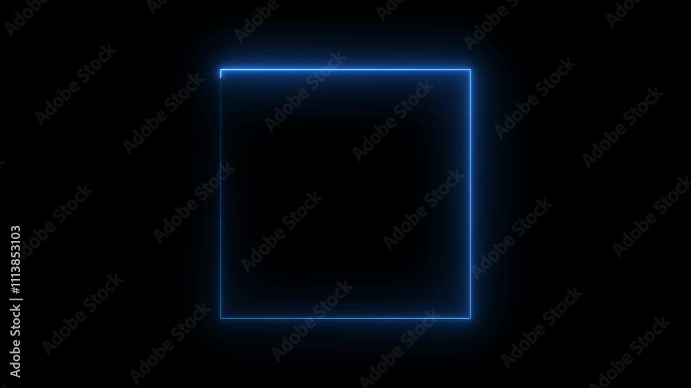 Beautiful abstract aqua neon glowing square light line  fast.Neon effect square border frame animation and seamless loop background.