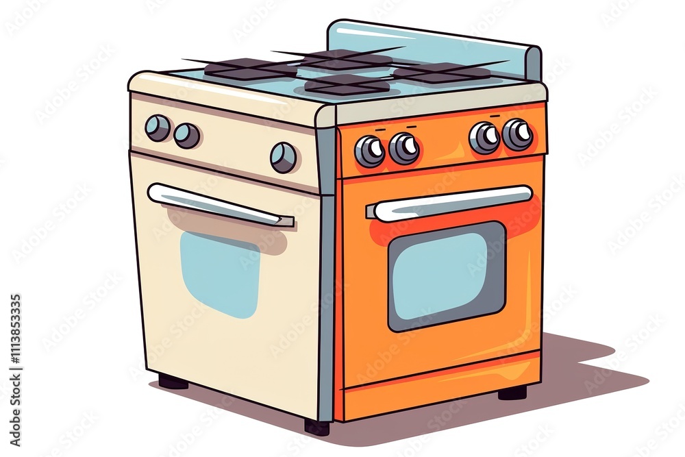 Home Appliances Vector Drawings. Cartoon Illustration of a Stove on a White Background
Home Appliances Vector Drawings. Cartoon Illustration of a Stove on a White Background