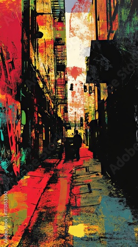 Urban Alleyway Art - Vibrant Cityscape Impression