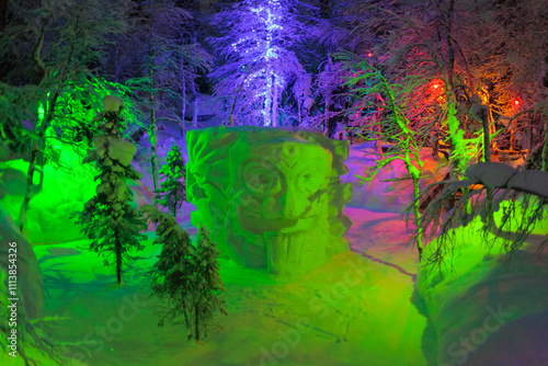 Magic forest at winter, Mysterious Forest in Murmansk region, Kirovsk, fantastic creation