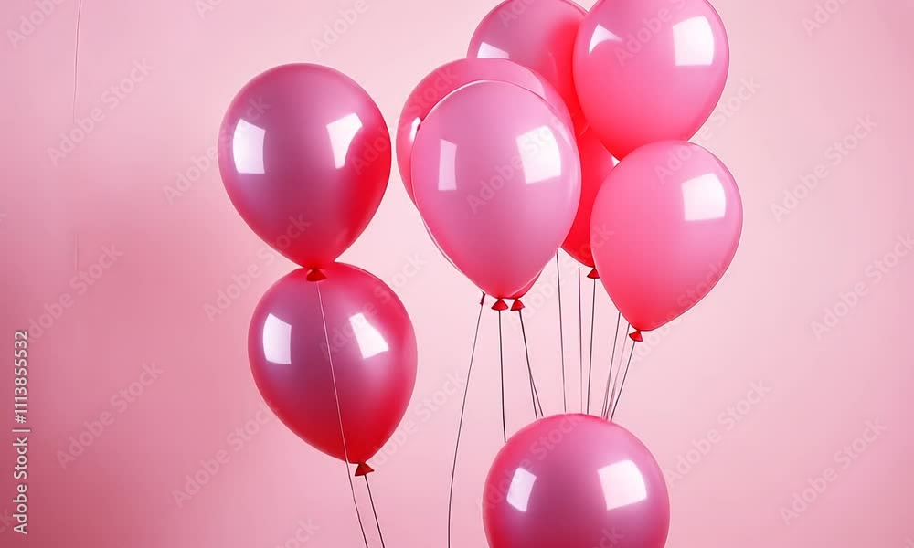 Delicate pink balloons floating against a soft pastel background creating an atmosphere of joy and celebration Delicate pink balloons floating against a soft pastel background creating an atmosphere of joy and celebration
