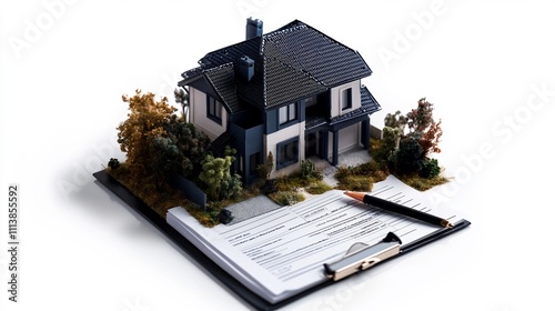 House model on contract papers. photo