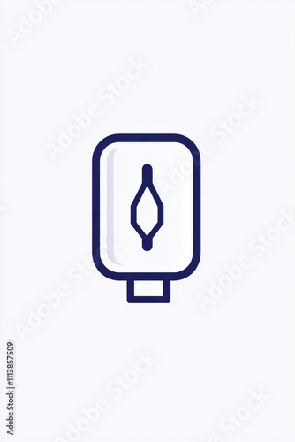 Blue and white icon of a light bulb with a small arrow pointing to the left. The light bulb is surrounded by a circle