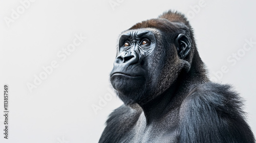 Portrait of a Gorilla: Close-up, isolated on a white background.