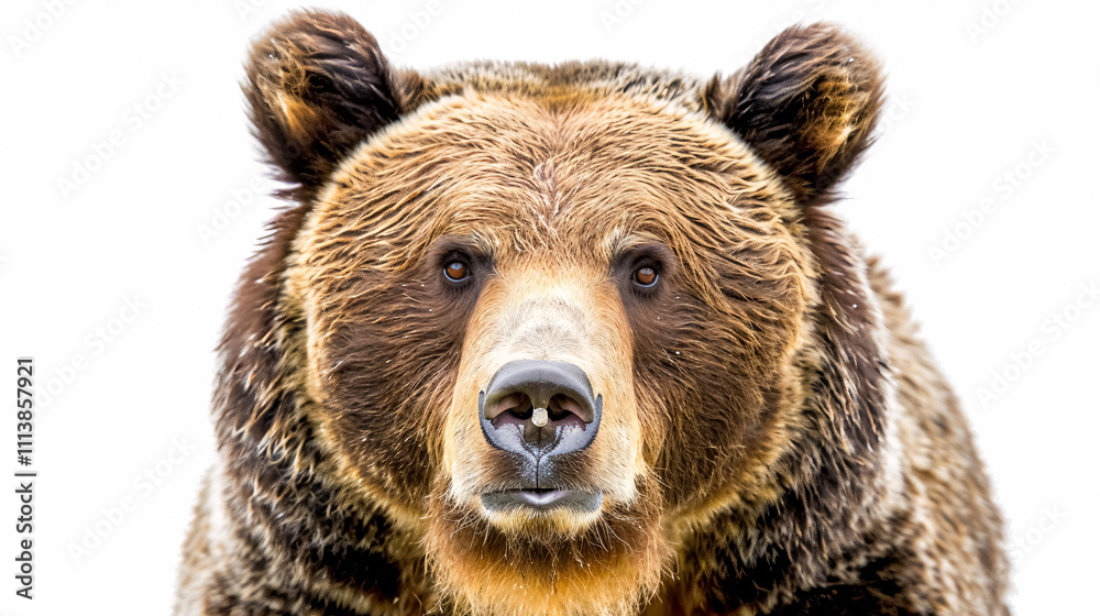 Portrait of a Grizzly Bear: Close-up, isolated on a white background. Portrait of a Grizzly Bear: Close-up, isolated on a white background.