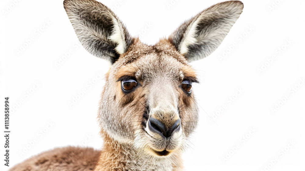 Portrait of a Kangaroo: Close-up, isolated on a white background. Portrait of a Kangaroo: Close-up, isolated on a white background.