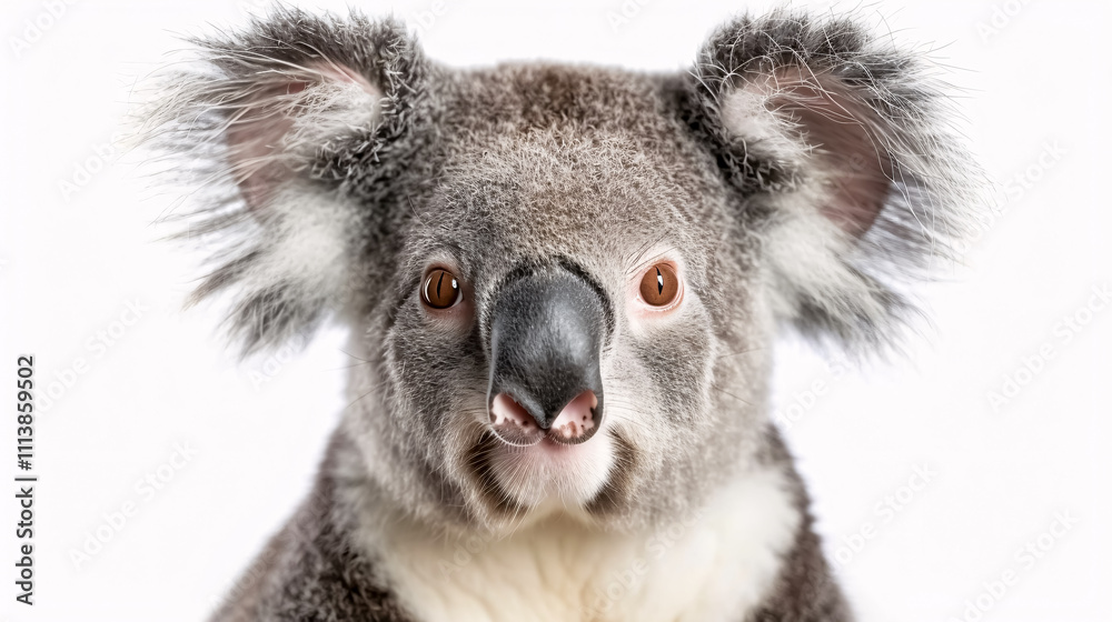 Obraz premium Portrait of a Koala: Close-up, isolated on a white background.