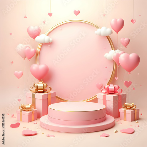 Valentine's Day Background with Gift Boxes