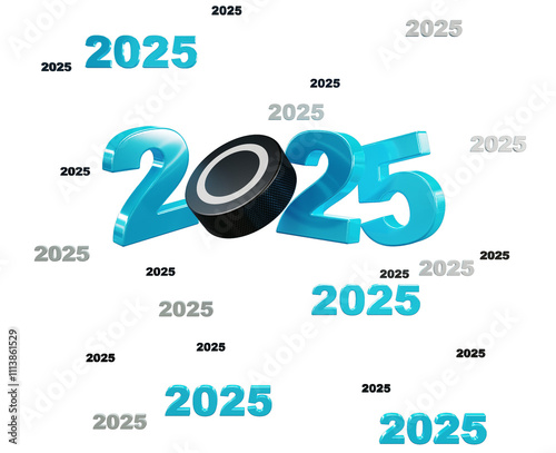 Many Isolated Ice Hockey 2025 Designs with a White Background