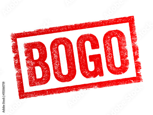 BOGO abbreviation stands for Buy One, Get One, it is a common marketing and sales promotion strategy, text concept stamp