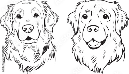Golden Retriever Outline Vector | Dog Silhouette Art | Pet Illustration | Golden Retriever Clipart | Animal Line Art | Dog Outline Drawing | Puppy Vector Design | Minimalist Dog Artwork | Pet Lover 