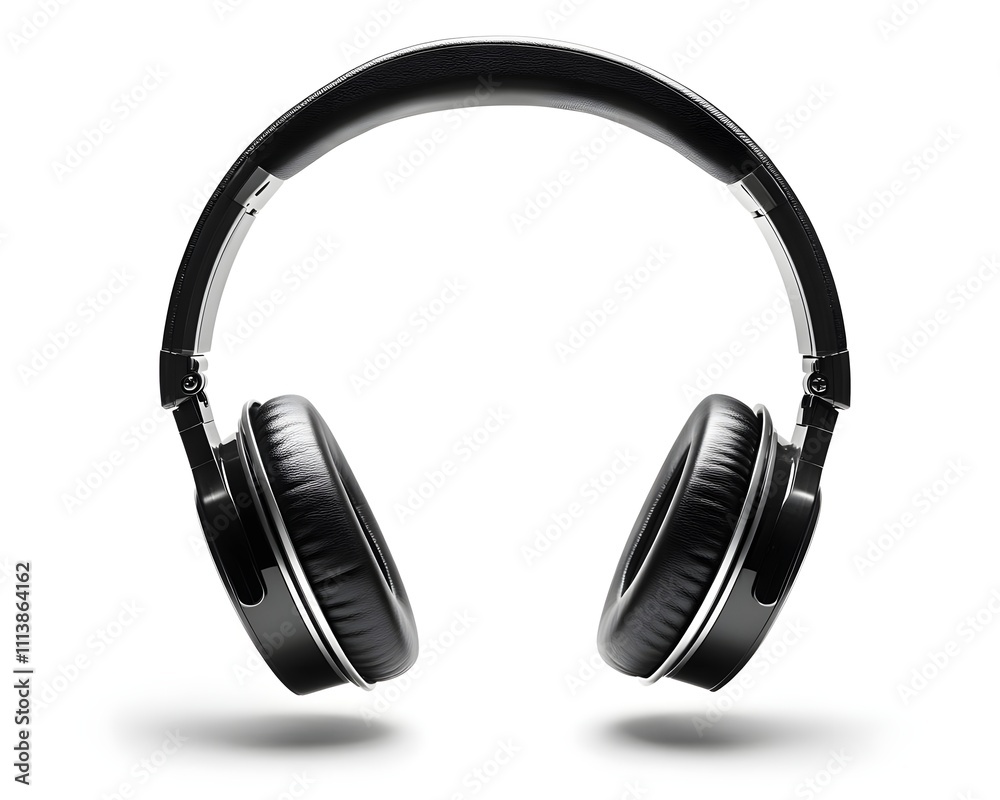 A pair of black over-ear headphones designed for listening to audio. A pair of black over-ear headphones designed for listening to audio.