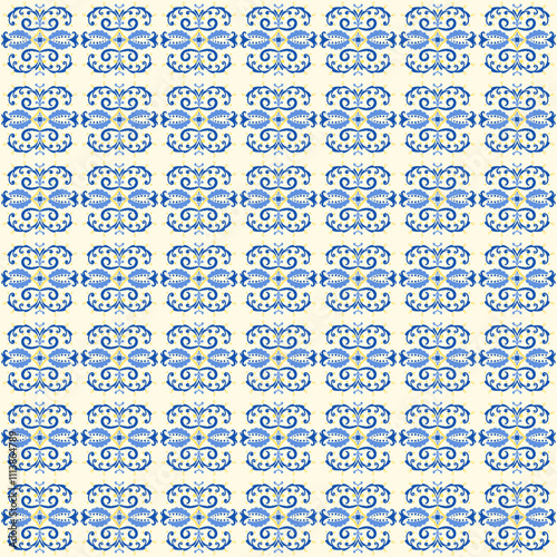 Mediterranean design tile vector seamless pattern. Greek ornament. Ceramic motif, patchwork, mosaic