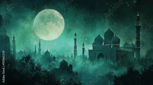 Enchanting Moonlit Arabian Nights Landscape