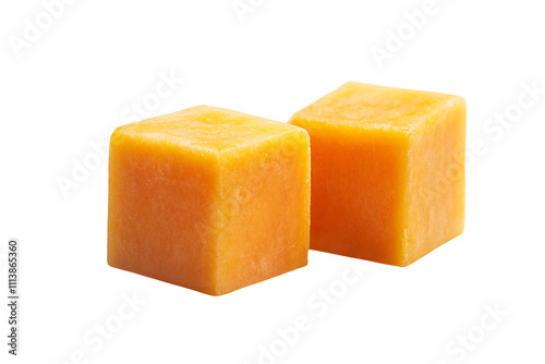 a close up of cubes of food