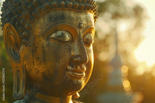 Buddha in the beautiful morning sun photo