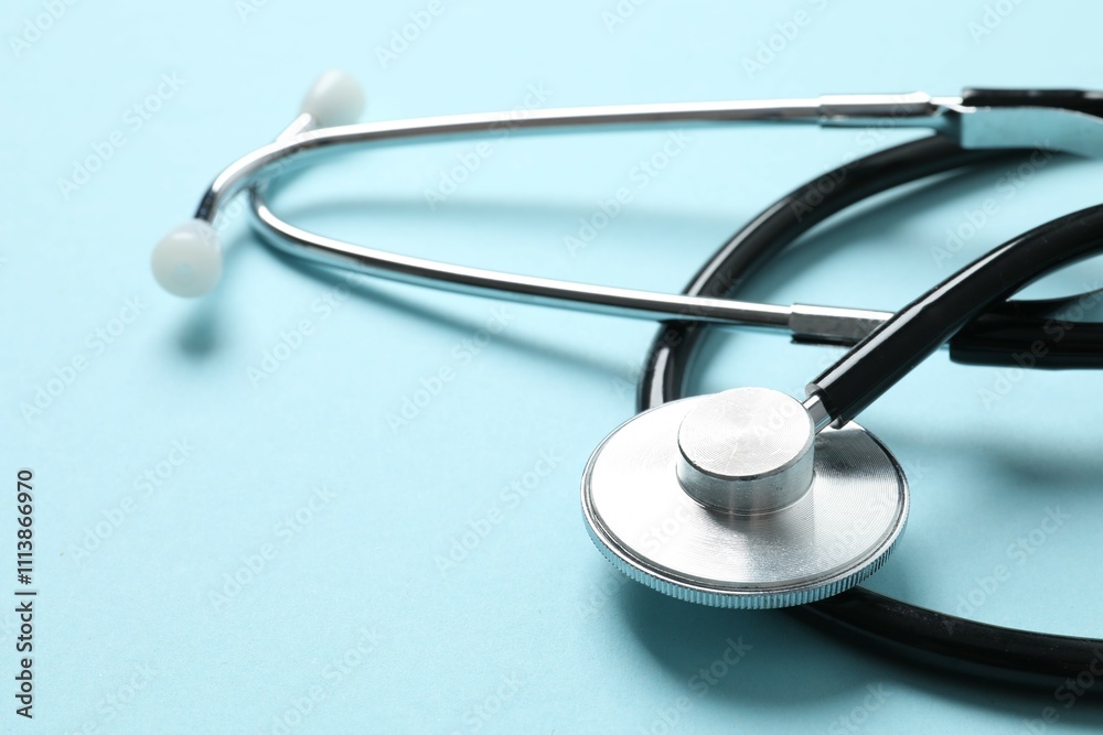 Stethoscope on color background, top view Stethoscope on color background, top view