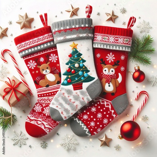 christmas socks isolated on white background