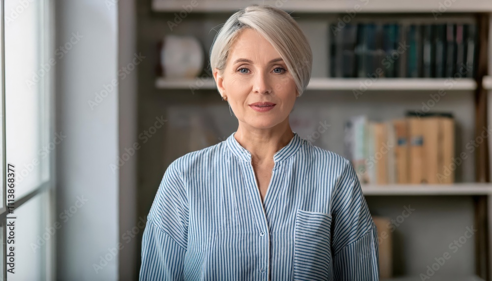 Confident Businesswoman in Modern Home Office Setting Confident Businesswoman in Modern Home Office Setting