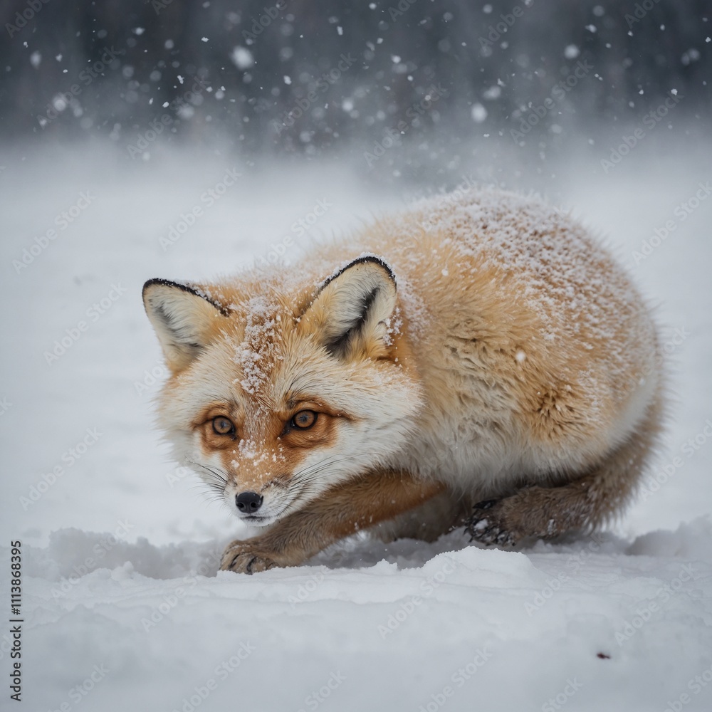 Fototapeta premium red fox in snow
