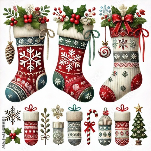 christmas socks isolated on white background