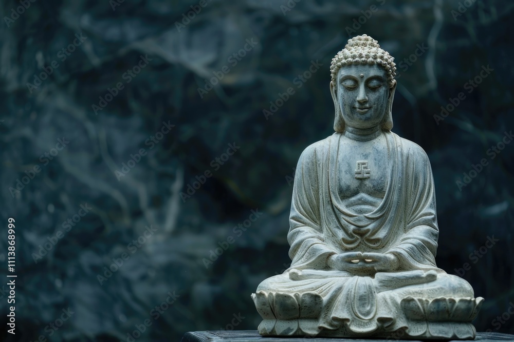 Statue of Buddha sitting in meditation With black space on the right hand side Statue of Buddha Statue of Buddha sitting in meditation With black space on the right hand side Statue of Buddha
