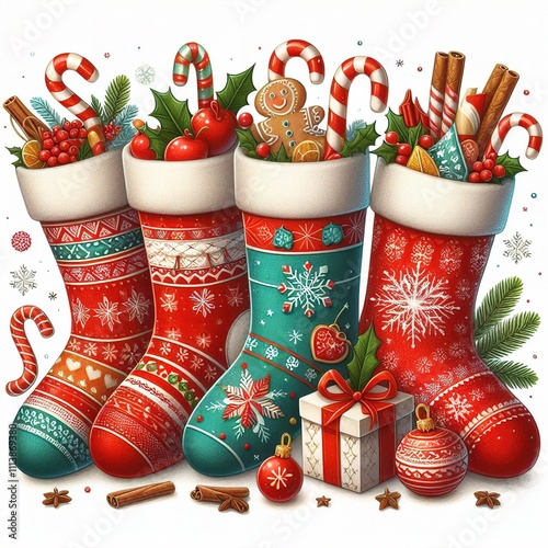 christmas boot with gifts isolated