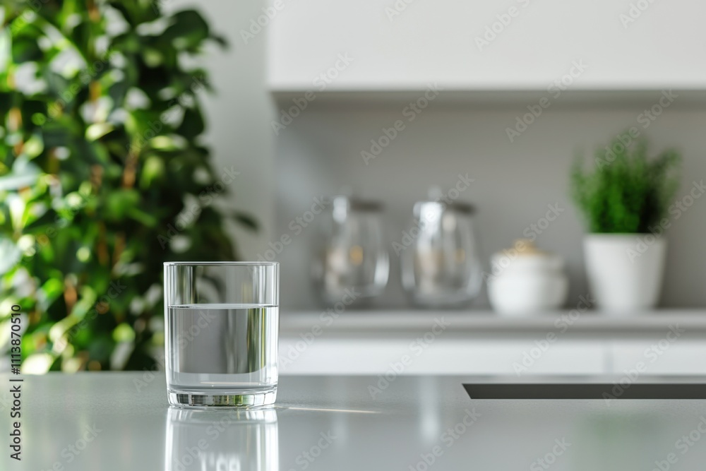 Digital timer for intermittent fasting next to a glass of water in a modern kitchen environment capturing healthy lifestyle choices for optimal well-being Digital timer for intermittent fasting next to a glass of water in a modern kitchen environment capturing healthy lifestyle choices for optimal well-being