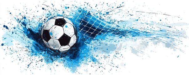 Dynamic soccer ball illustration capturing energetic motion and splash