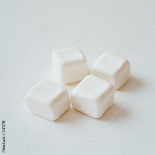 white cubes of marshmallow