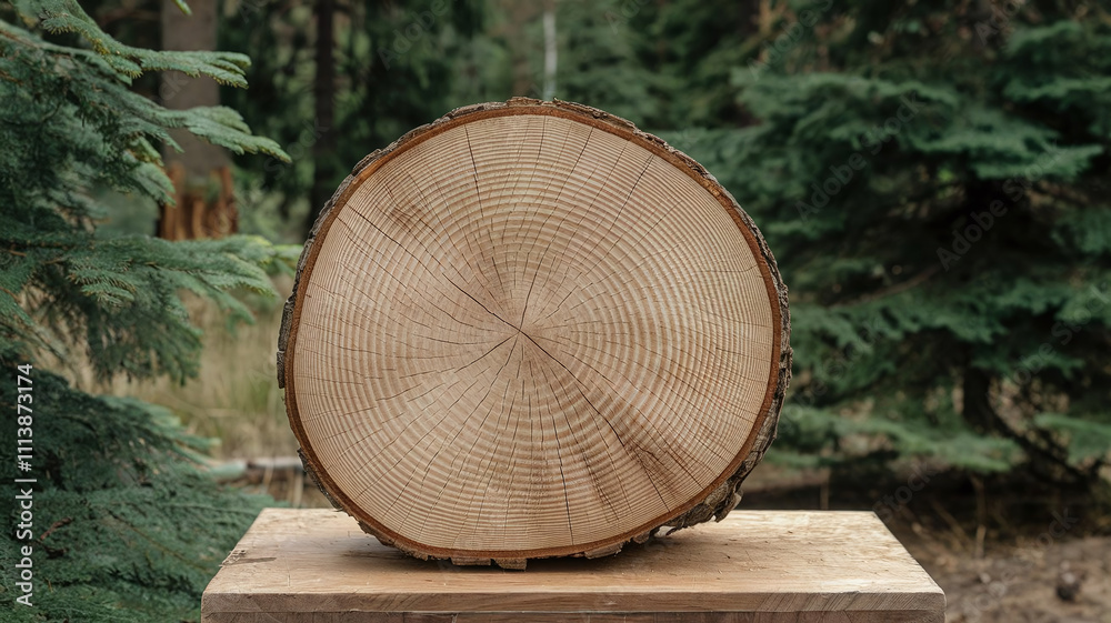A rustic Douglas Fir wood slice, showcasing its intricate growth rings and weathered bark, rests on a bed of weathered Douglas Fir planks, perfect for natural and earthy design projects. A rustic Douglas Fir wood slice, showcasing its intricate growth rings and weathered bark, rests on a bed of weathered Douglas Fir planks, perfect for natural and earthy design projects.