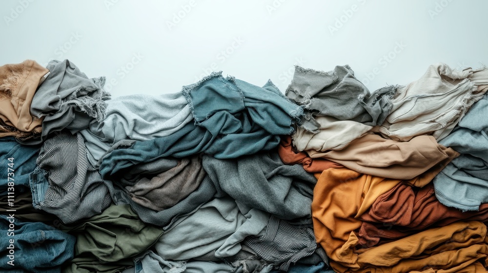 A broad array of clothes in different shades is arranged against a neutral backdrop, demonstrating the vast spectrum of styles and colors found in contemporary wardrobes. A broad array of clothes in different shades is arranged against a neutral backdrop, demonstrating the vast spectrum of styles and colors found in contemporary wardrobes.