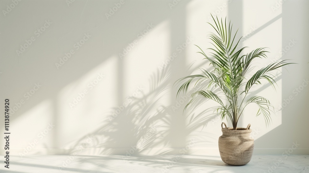 Fototapeta premium Minimalist decor with white background.