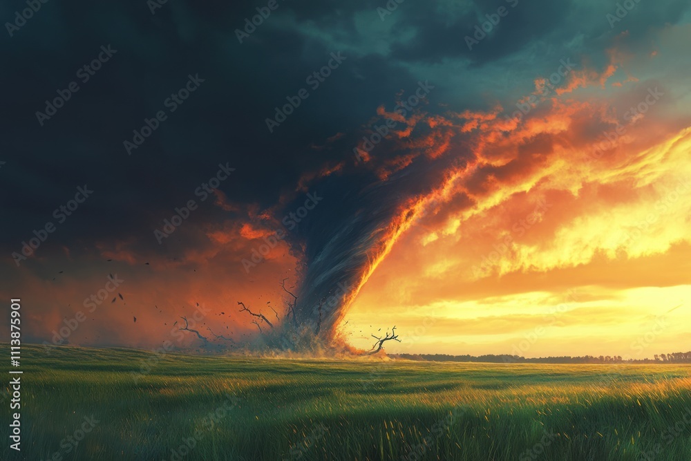 Obraz premium Tornado in the Sunset