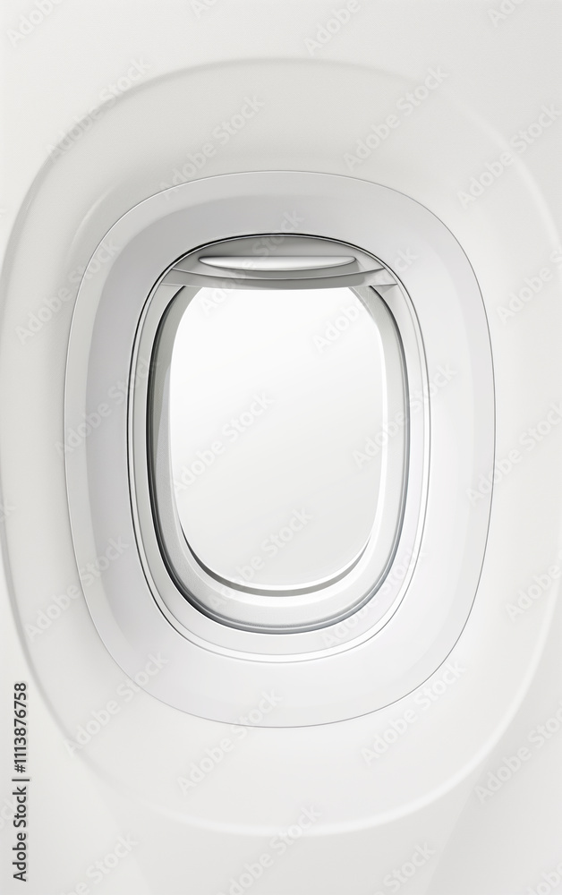 Fototapeta premium HighResolution Airplane Window Photo with White Frame Bright Studio Lighting Perfect for Product Photography