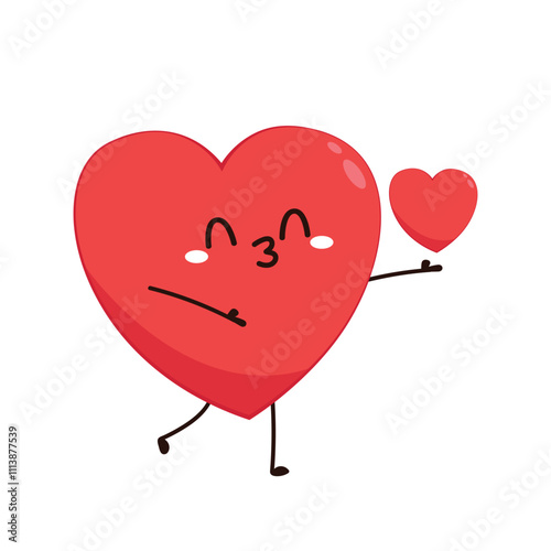 Red cute heart character. Romantic flat style Valentine's Day illustrations to express feelings of love.