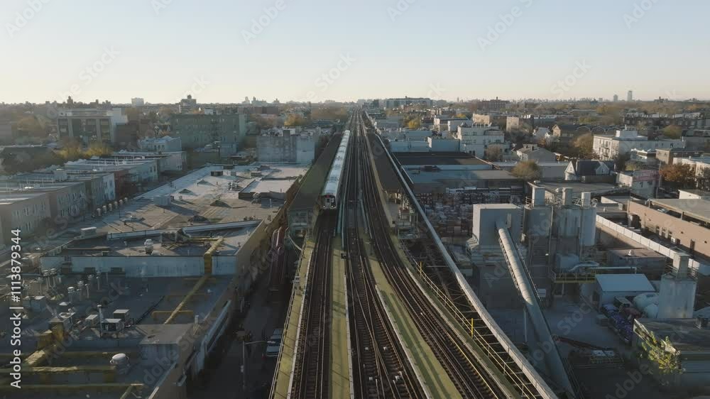 Aerial view of a train in Brooklyn Aerial view of a train in Brooklyn