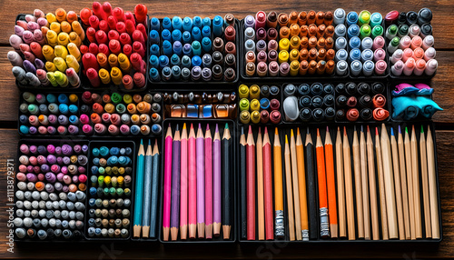 Wallpaper Mural A vibrant collection of art supplies organized for creative projects. Torontodigital.ca